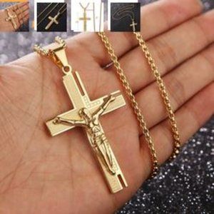 18K,Gold Plated Cross Necklace